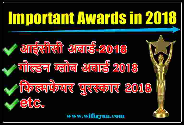 Important Awards in 2018 free PDF Download in Hindi