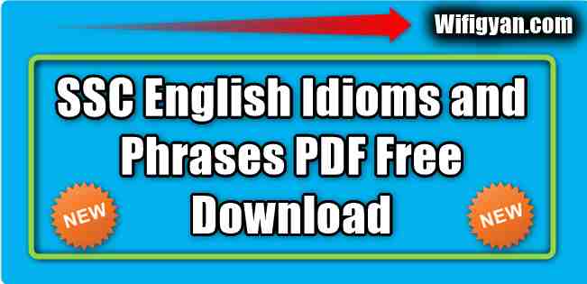 SSC English Idioms and Phrases PDF Free Download