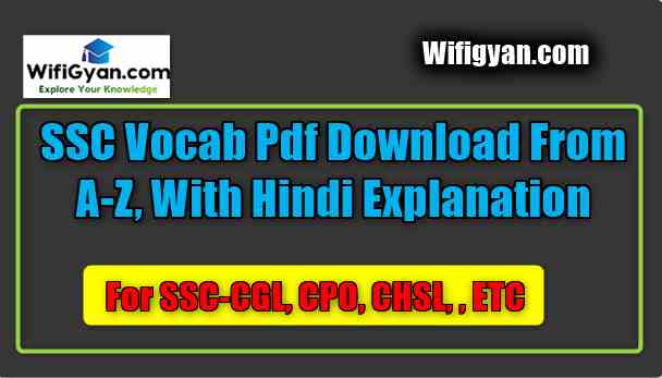 SSC Vocab Pdf Download From A-Z,