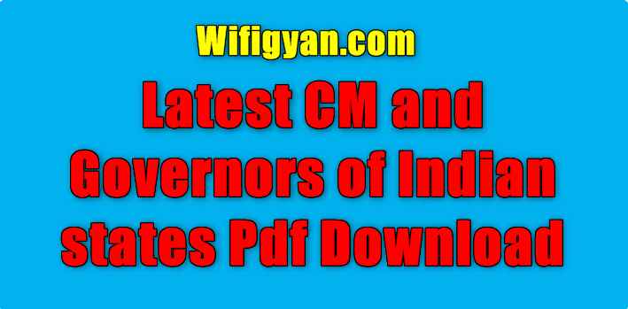 Latest CM and Governors of Indian states Pdf Download