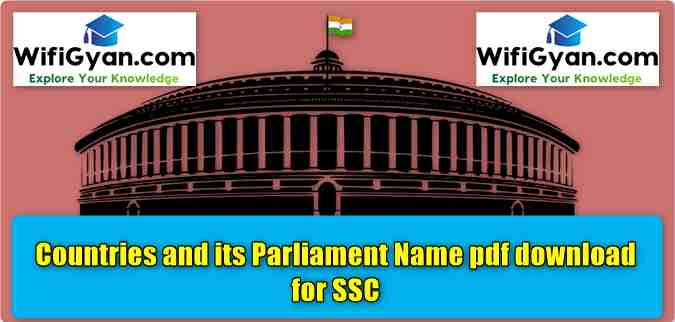 Countries and its Parliament Name pdf download for SSC