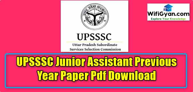 UPSSSC Junior Assistant Previous Year Paper Pdf Download