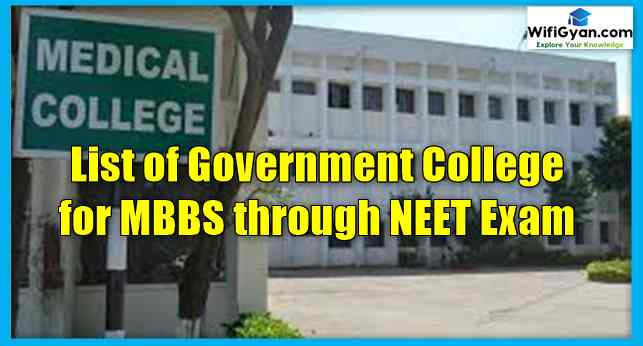 List of Government College for MBBS through NEET Exam